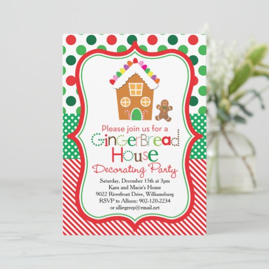 Uitnodiging voor de Decoratieve Partij van Gingerb (Staand voorkant)