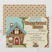 Uitnodiging voor de Decoratieve Partij van Gingerb (Voorkant / Achterkant)
