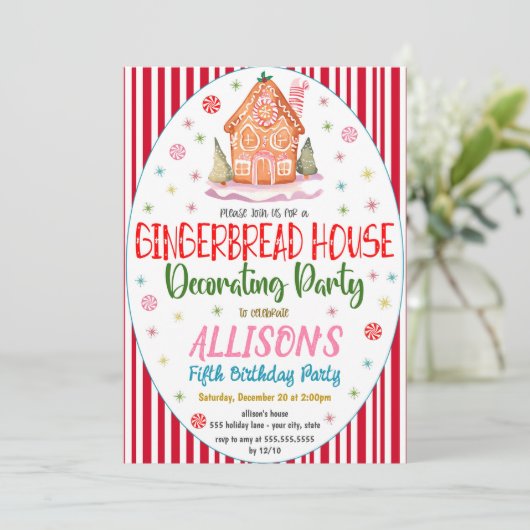 Uitnodiging voor de Decoratieve Partij van Gingerb (Staand voorkant)
