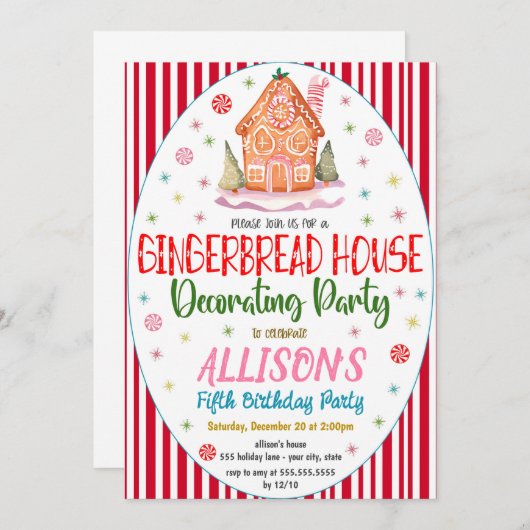 Uitnodiging voor de Decoratieve Partij van Gingerb (Voorkant / Achterkant)