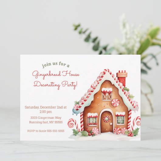 Uitnodiging voor de Decoratieve Partij van Gingerb (Staand voorkant)