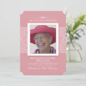 Uitnodiging voor de denkdienst - Elegant Roze & Wh (Staand voorkant)