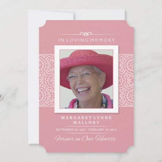 Uitnodiging voor de denkdienst - Elegant Roze & Wh (Voorkant)