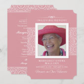 Uitnodiging voor de denkdienst - Elegant Roze & Wh (Voorkant / Achterkant)