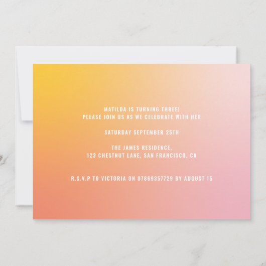 Uitnodiging voor de derde verjaardag van de zomerr (Achterkant)