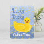 Uitnodiging voor de derde verjaardag van Lucky Duc (Staand voorkant)