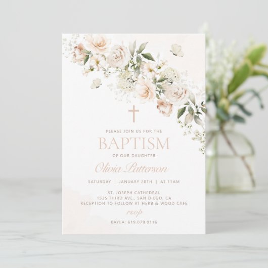 Uitnodiging voor de doop, eerste communie-uitnodig (Staand voorkant)