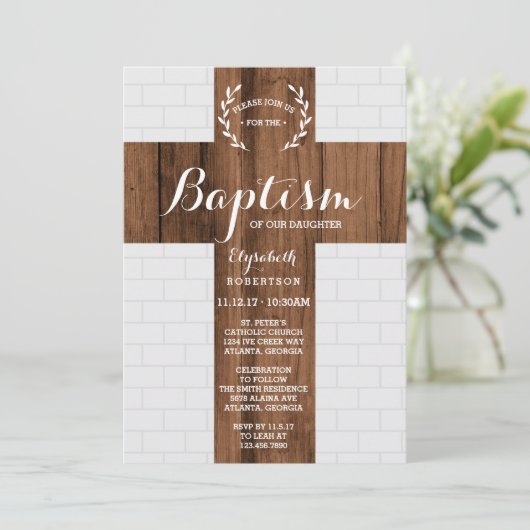 Uitnodiging voor de doop, kruis, doop, toewijding (Staand voorkant)