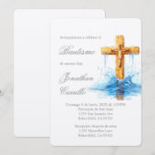 Uitnodiging voor de doop met crucifix (Voorkant / Achterkant)