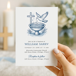 Uitnodiging voor de doop met Dove en Water Bowl De