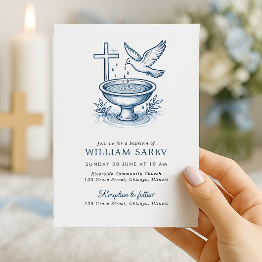 Uitnodiging voor de doop met Dove en Water Bowl De
