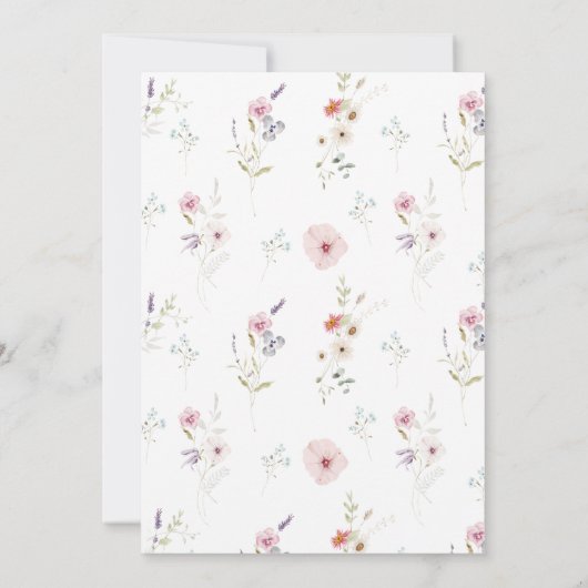 Uitnodiging voor de doop met wilde bloemen kruis (Achterkant)