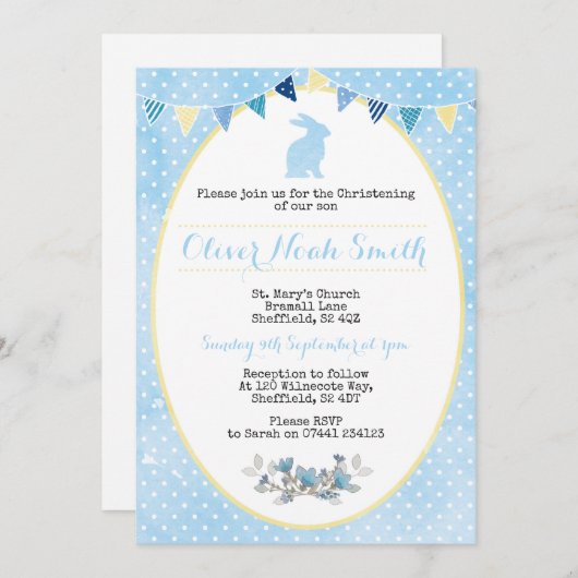 Uitnodiging voor de doop of inzegening van een bab (Voorkant / Achterkant)