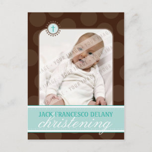 UITNODIGING VOOR DE DOOP:: polka dot - jade green Briefkaart