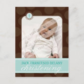 UITNODIGING VOOR DE DOOP:: polka dot - jade green Briefkaart (Voorkant)