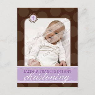 UITNODIGING VOOR DE DOOP:: polka dot - violet Briefkaart