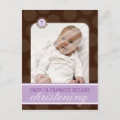 UITNODIGING VOOR DE DOOP:: polka dot - violet Briefkaart (Voorkant)