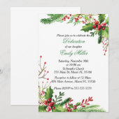 Uitnodiging voor de doop van een baby met botanisc (Voorkant / Achterkant)