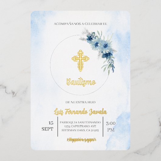 Uitnodiging voor de doop van een jongen (Voorkant)