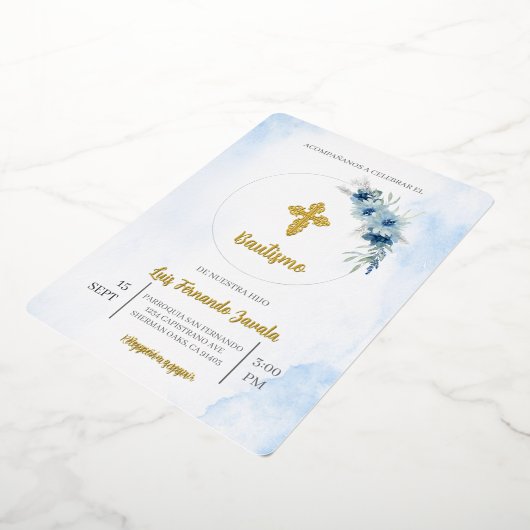 Uitnodiging voor de doop van een jongen (Gedraaid)