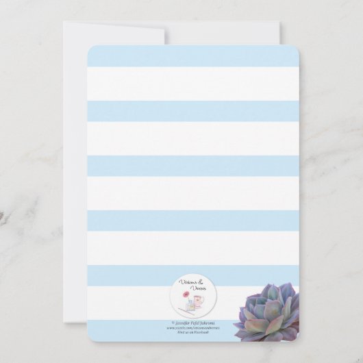 Uitnodiging voor de doop van een jongen met blauwe (Achterkant)