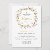 Uitnodiging voor de doop van een wildbloem meisje (Voorkant)