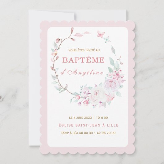 Uitnodiging voor de doop van onze dochter (Voorkant)