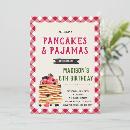 uitnodiging voor de douche in pancake (Staand voorkant)