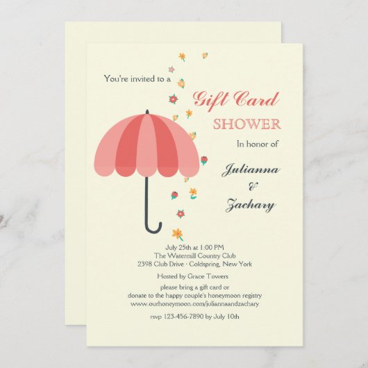 Uitnodiging voor de douche-paraplu (Voorkant / Achterkant)