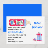 Uitnodiging voor de douche Red, White en Blue Baby (Voorkant / Achterkant)