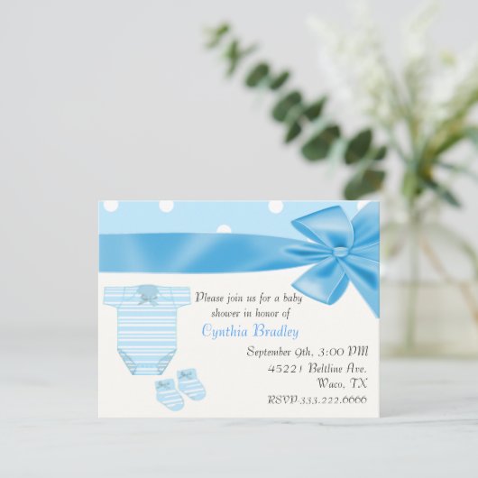 Uitnodiging voor de douche van Baby Boy (Staand voorkant)