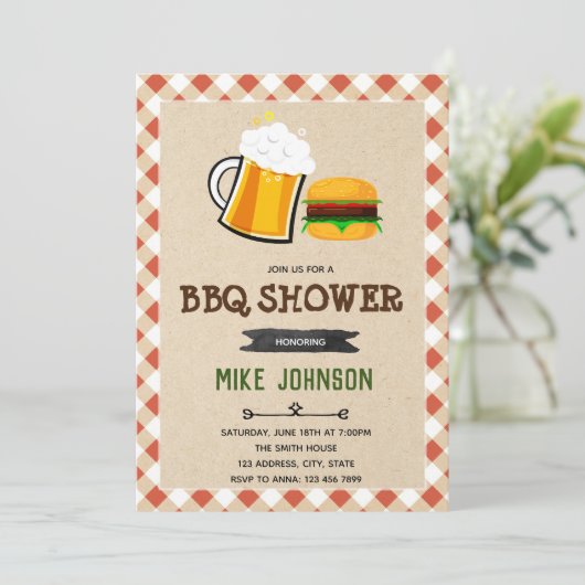 Uitnodiging voor de douche van Beer burger (Staand voorkant)