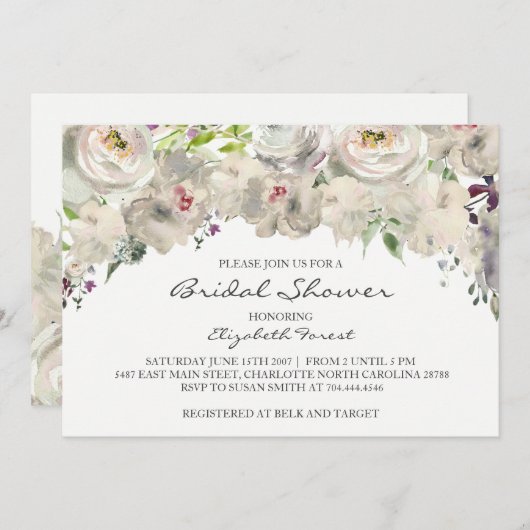 Uitnodiging voor de douche van crèmebloembridde (Voorkant / Achterkant)