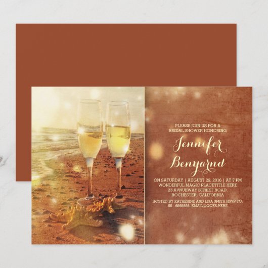  uitnodiging voor de douche van de badbruid (Voorkant / Achterkant)