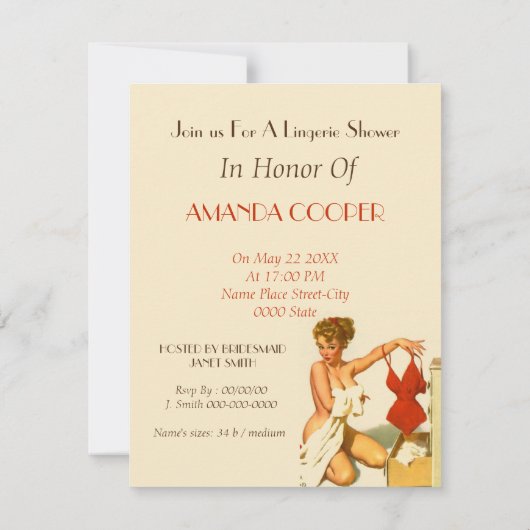 Uitnodiging voor de douche van de bruid van Linger (Achterkant)
