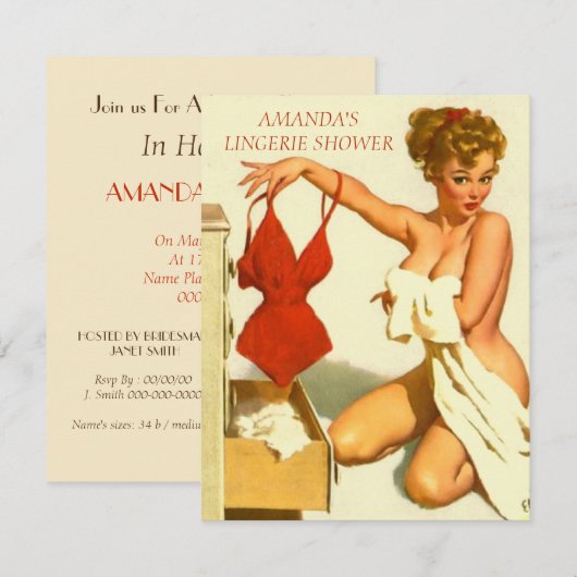 Uitnodiging voor de douche van de bruid van Linger (Voorkant / Achterkant)