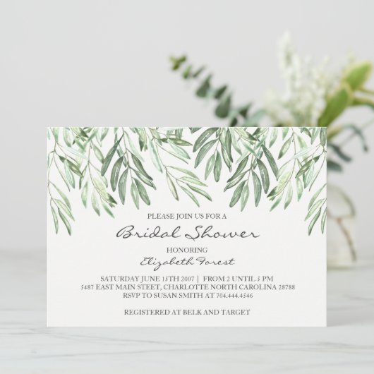 Uitnodiging voor de douche van de Olive Branch bri (Staand voorkant)