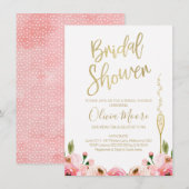 Uitnodiging voor de douche van Floral en champagne (Voorkant / Achterkant)