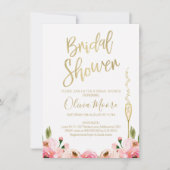 Uitnodiging voor de douche van Floral en champagne (Voorkant)