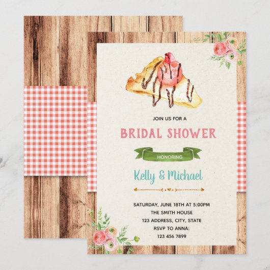 Uitnodiging voor de douche van krepe-brudal (Voorkant / Achterkant)