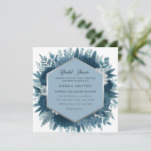 uitnodiging voor de douche van marineblauw floral  (Staand voorkant)