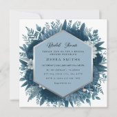 uitnodiging voor de douche van marineblauw floral  (Voorkant)