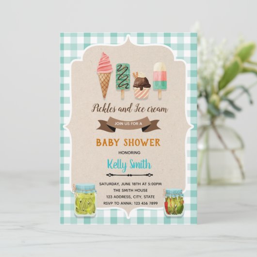 Uitnodiging voor de douche van Pickles-crème (Staand voorkant)