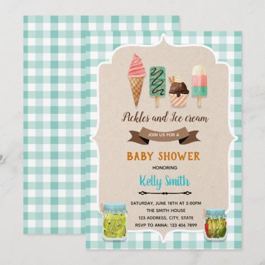 Uitnodiging voor de douche van Pickles-crème (Voorkant / Achterkant)