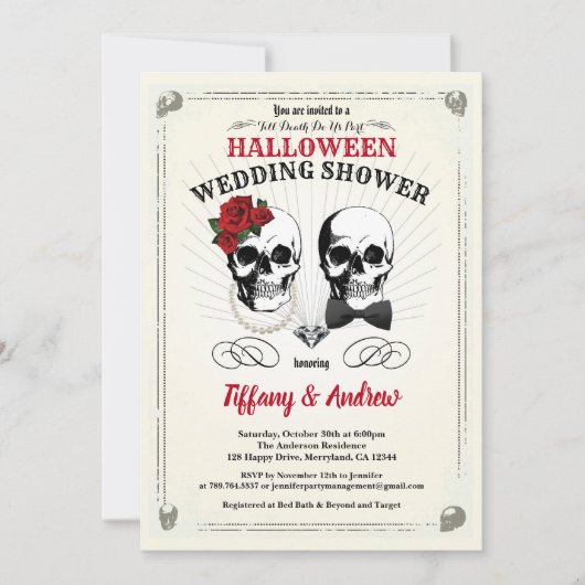  uitnodiging voor de douche voor bruiloft Hallowee (Voorkant)