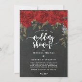 uitnodiging voor de douche voor rode florale bruil (Voorkant)