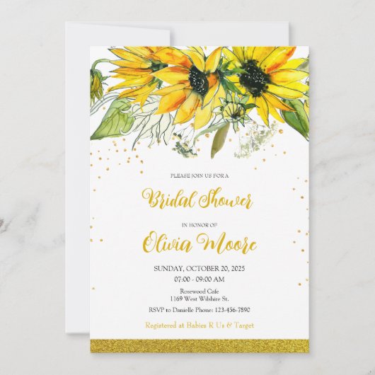 Uitnodiging voor de douche voor zonnebloembruin (Voorkant)
