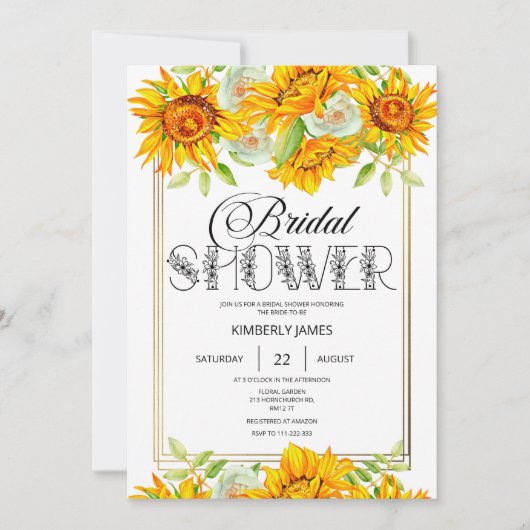 Uitnodiging voor de douche voor zonnebloembruin (Voorkant)