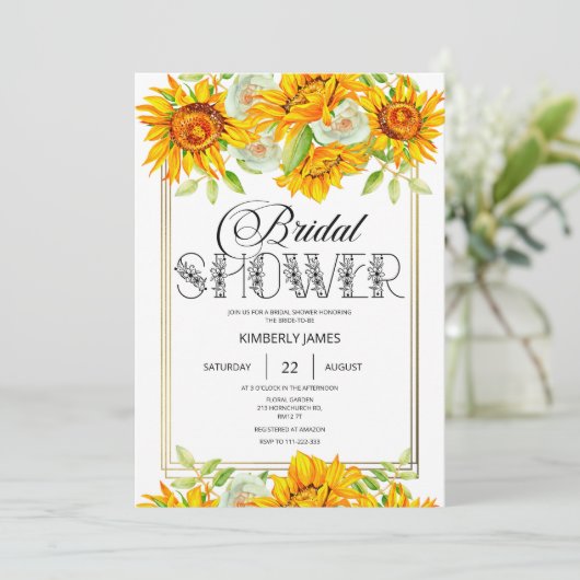 Uitnodiging voor de douche voor zonnebloembruin (Staand voorkant)