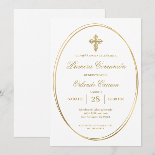 Uitnodiging voor de eerste communie (Voorkant / Achterkant)